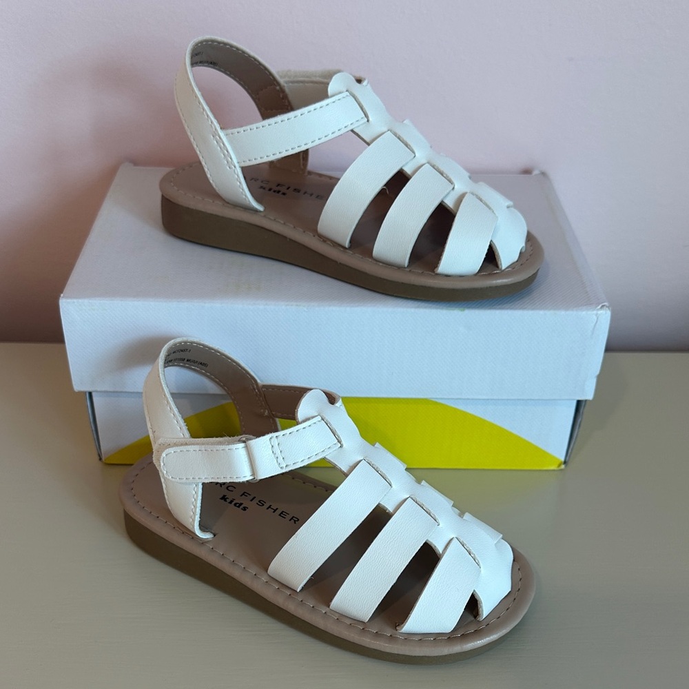 Marc Fisher Kids White Strappy Hook-and-Loop Sandals